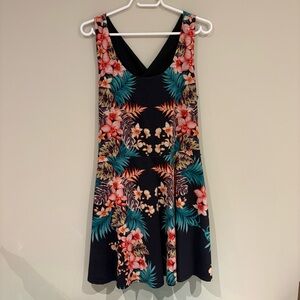 Beachy Vacation Black Bright Floral Dress